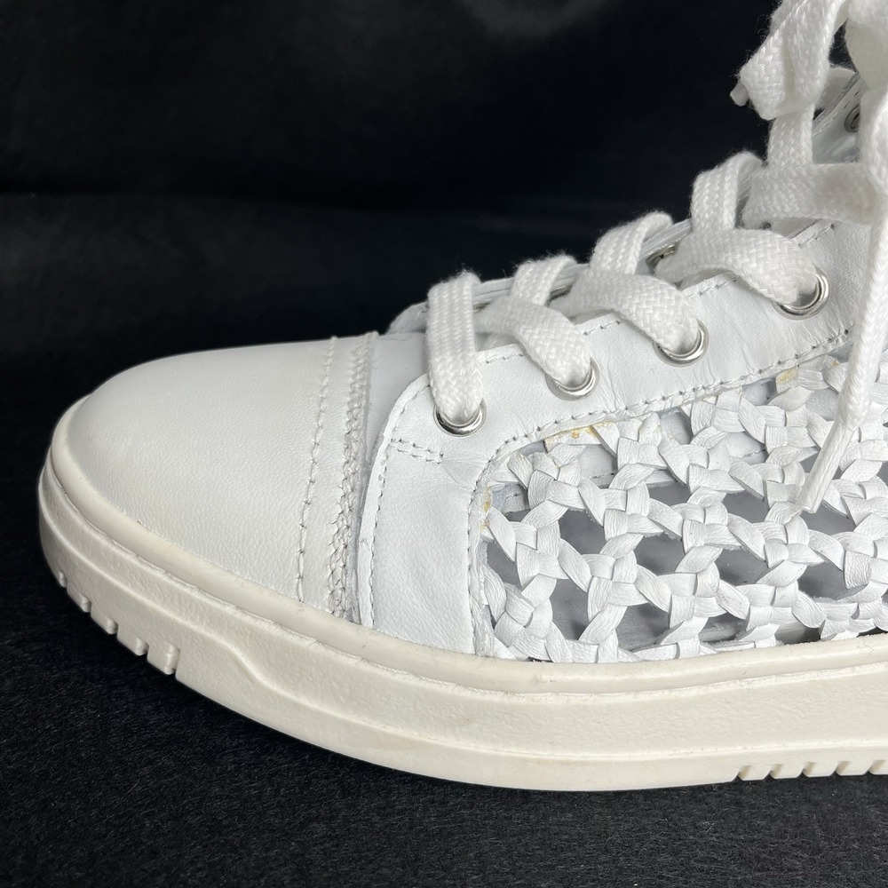 Free People Hayes High Top Sneakers Lace Up Side Zip Woven Ivory White 8.5 - Picture 6 of 12